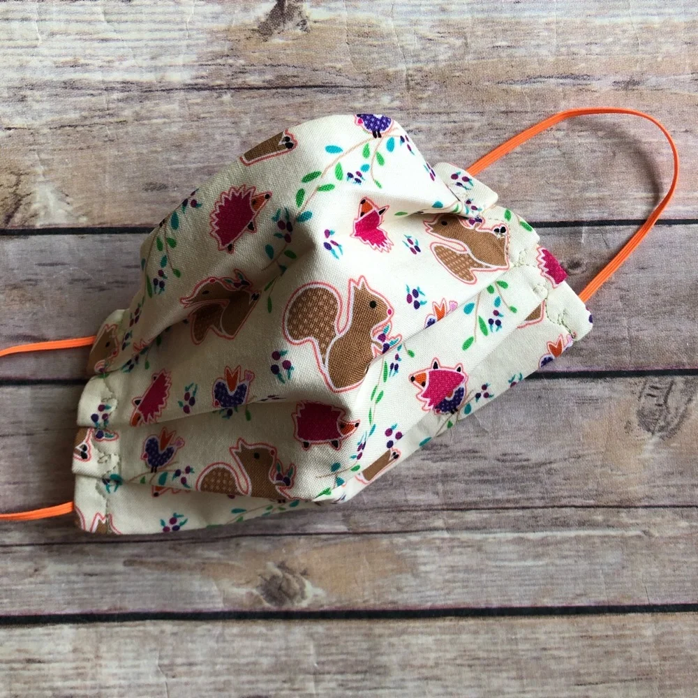 Toddler Size Woodland Animals Fabric Face Mask